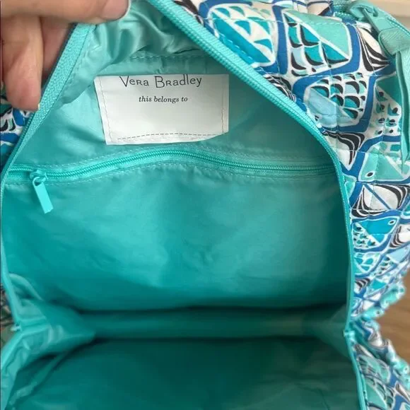 Vera Bradley Go Fish Blue Patterned Quilted Large Essential Travel Backpack NWT - Picture 13 of 13